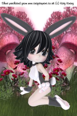 Easter Bunny Girl in Black A4 Card Front
