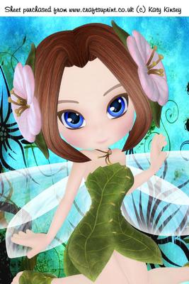Petal Fairy in Blue A4 Card Front