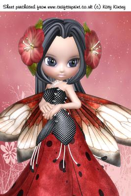 Blossom Fairy in Red A4 Card Front #2