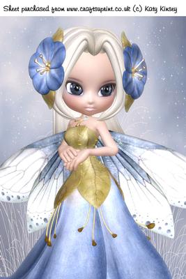 Blossom Fairy in Blue A4 Card Front #2