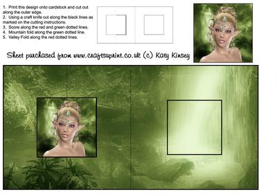 Fairy Falls in Green Square Foldback Card
