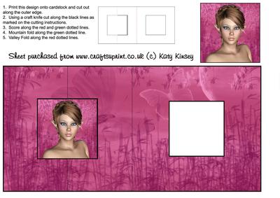 Butterfly Fairy in Pink Square Foldback Card
