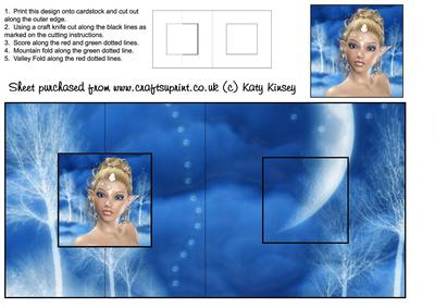 Moonlit Fairy in Blue Square Foldback Card