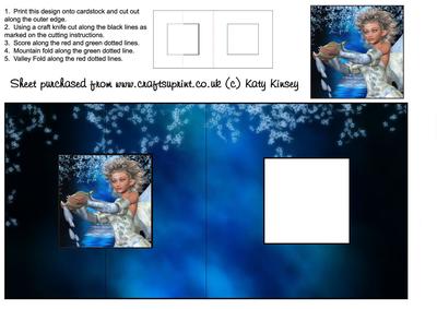 Fairy with Blue Blossom Square Foldback Card