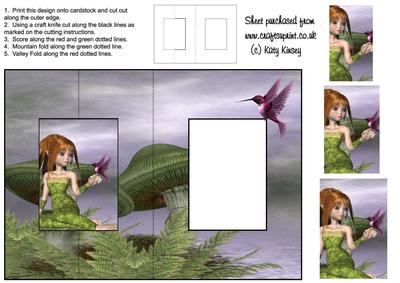 Pixie Poppet & Hummingbird Foldback Card & Pyramage