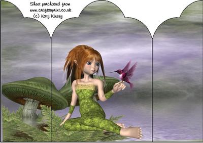 Pixie Poppet & Hummingbird Gatefold Card