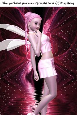 Shy Fairy in Pink A4 Card Front