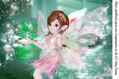 At the Fairy Dust Waterfall A4 Card Front