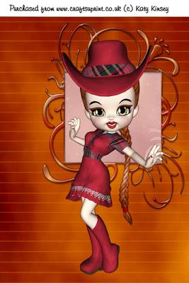 Line Dancer in Red A4 Card Front