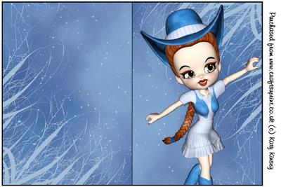 Line Dancer in Blue A5 Print and Fold Card