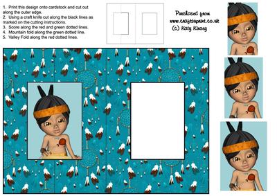 Little Native American Brave Foldback Card and Pyramage