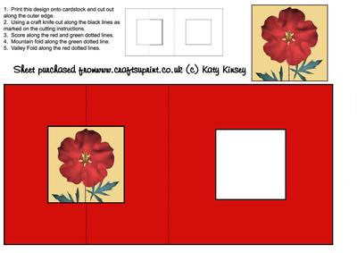 Pretty Red Flower Square Foldback Card