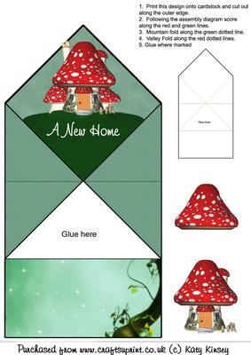 New Home Toadstool Fairy House Pop Up Spring Card