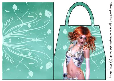 Glamour Girl in Green Handbag Card