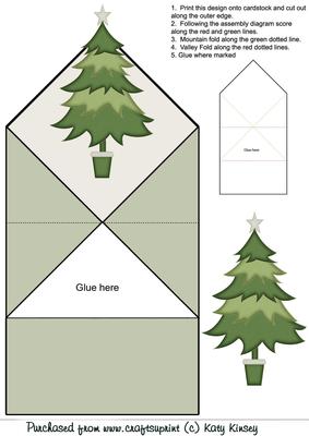 Christmas Tree with Star Pop Up Spring Diamond Top Card