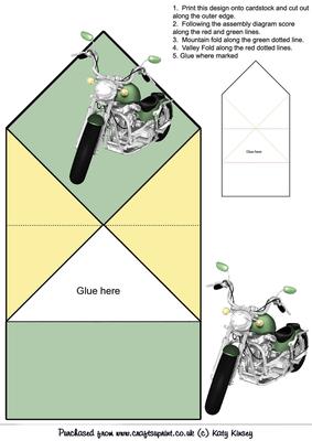 Motorcycle Pop Up Spring Diamond Card