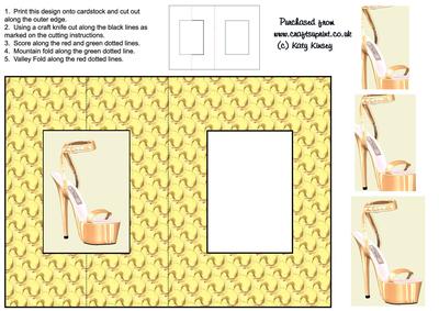 High Heel Shoe in Gold Foldback Card with Simple Pyramage