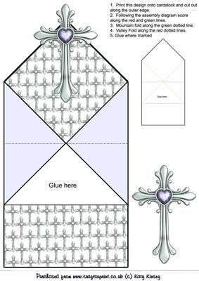 Ornate Cross Religious Pop Up Spring Card in Blue