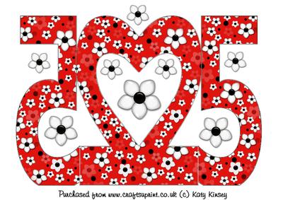 Daisy Dots 25th Birthday Number Shaped Card