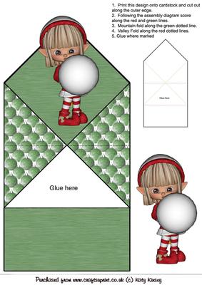 Christmas Elf with Snowball Pop Up Spring Card