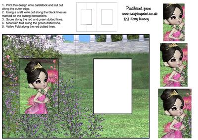 Princess Caelia in Pink Foldback Card with Simple Pyramage