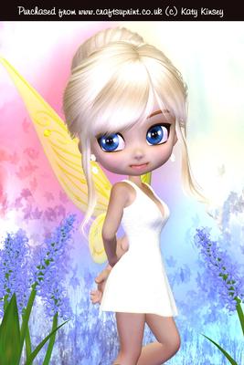 Cute Fairy in White A4 Card Front
