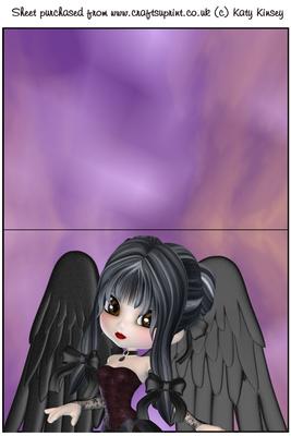 Sweet Gothic Angel A5 Print and Fold Card 2