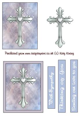 Ornate Blue Cross Sympathy Decoupage