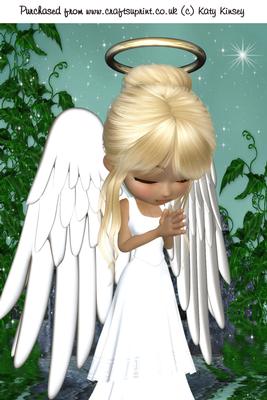 Little Praying Angel A4 Card Front
