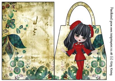 Little China Girl in Red Handbag Card