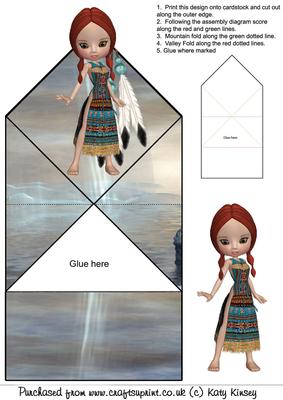 Cute Native American Girl Pop Up Spring Card