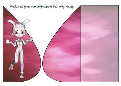 Harlequin in Pink Tear Drop Card