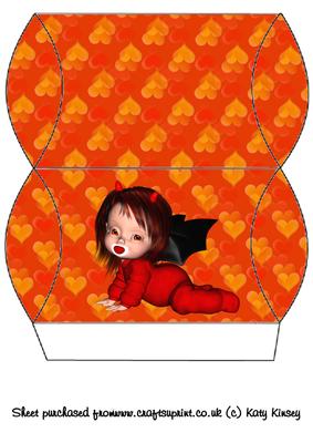 Cheeky Little Devil Girl Halloween Pillow Box