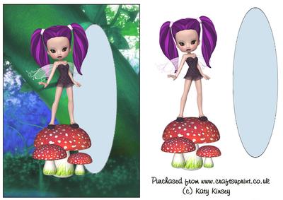Cute Fairy on Toadstool Card Topper