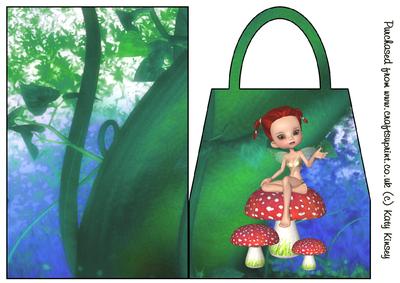 Cute Fairy on Toadstool Handbag Card