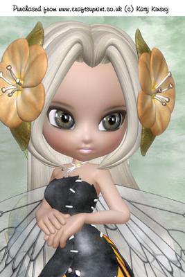 Yellow Blossom Fairy Portrait A4 Card Front