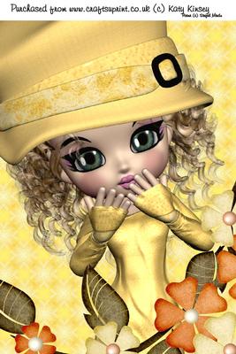Emily in Yellow A4 Card Front 1