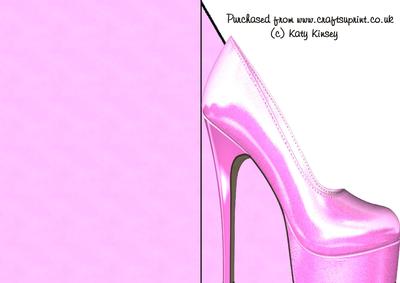 High Heel Shoe Print & Fold Shaped Card in Pink