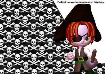 Little Pirate Print and Fold Shaped Front Card