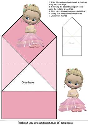 Rosie in Her Pink Party Dress Pop Up Spring Card