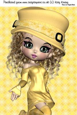 Emily in Yellow A4 Card Front #2