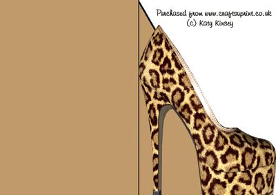 High Heel Shoe Shaped Front Card in Leopard Print