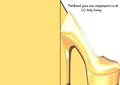 High Heeled Shoe Shaped Front Card in Yellow