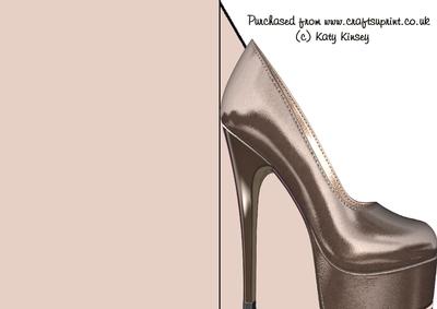 High Heeled Shoe Shaped Front Card in Brown