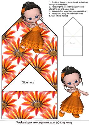 In My Orange Party Dress Pop Up Spring Card