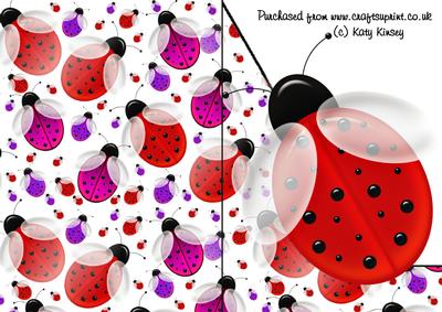 Lots of Ladybirds Shaped Front Print and Fold Card