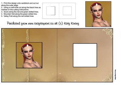Elf with Gold Scrollwork Square Foldback Card
