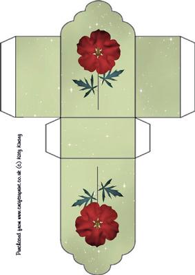 Pretty Red Flower Tag Box