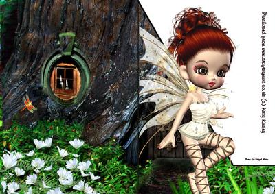 Maisies Fairy Hideaway Shaped Front A5 Print and Fold Card