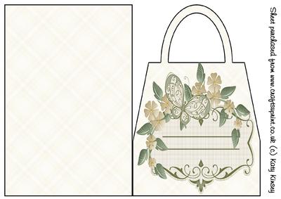 Butterfly and Flowers Handbag Card